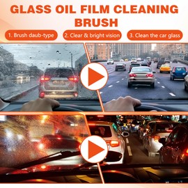 KunySape 2PC Glass Oil Film Remover for Car, 100ml Roll-On Glass Compound with Cleaning Board, Windshield Cleaner Tool for Automotive Windshield/Window/Mirror Cleaning