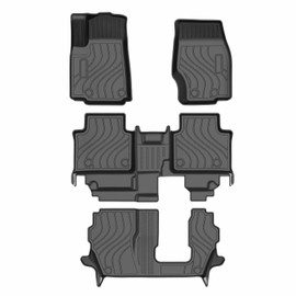 TadaMark Floor Mats Fit for Jeep for Grand Cherokee L 2021-2024 Black Deep Dish All-Weather 7 Passenger Mats Heavy-Duty Waterproof Floor Liner for Cars - 4 Piece