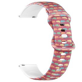 THAZEE 22mm Quick Release Soft Sillicone Sports Watch Band (Cute Colorful Rats) Replacement Rubber Strap Bracelet for Women, Men