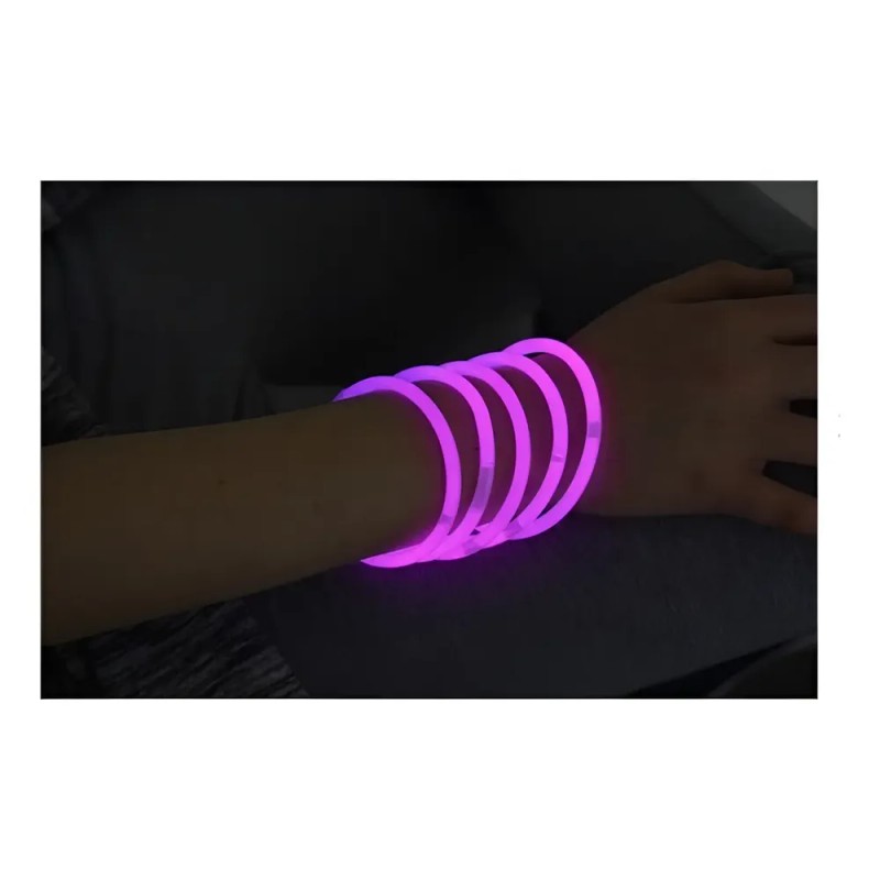 100 Pulseras Premium Glow Cyalume Neon 12 Hrs Color Rosa