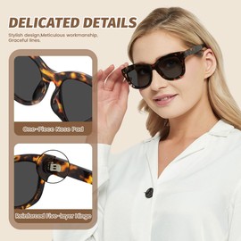 JiSoo Reader Sunglasses Women Men for Sun, Oversized Reading Sunglasses for Women 1.75,Not Bifocal, Tortoise
