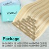 VINBAO Thick Clip in Extensions Real Human Hair, Balayage Golden