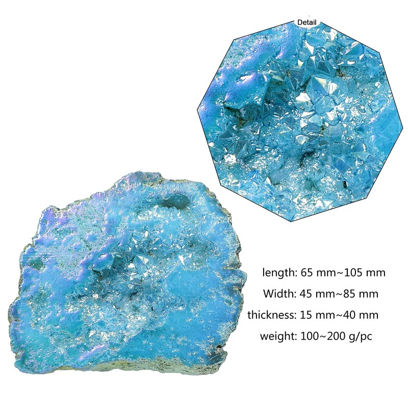 Amogeeli Irregular Titanium Coated Crystal Geode Cluster Mineral Specimen Decoration