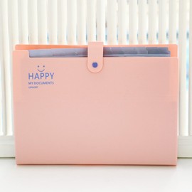 Meekye Expanding File A4 with 12 Compartments and 16 Labels Document Folder A4 Organiser System Document Organiser for Home, Office, School, Receipts and Travel, Pink