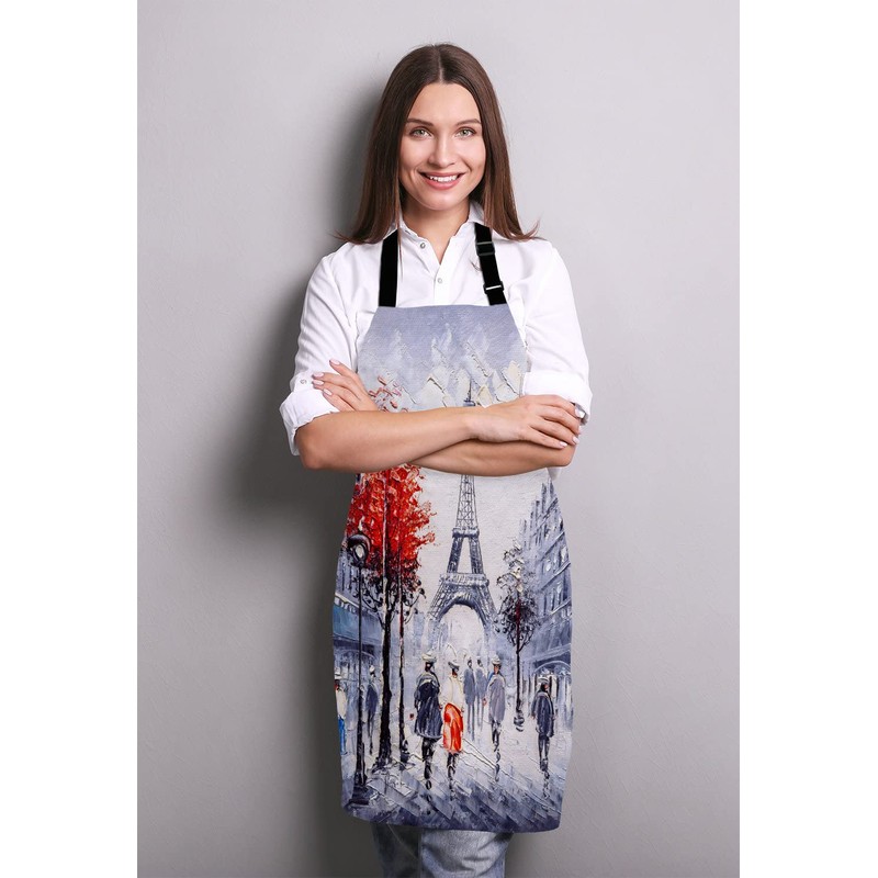 Wasach Eiffel Tower Apron, Oil Painting Paris Apron Home Kitchen