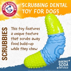 Arm & Hammer for Pets Scrubbies Boomerang Chew Toy for Adult Dogs Infused with Baking Soda - Durable Teething Toy with Unique Shape for Fetch & Chew - Interactive Dental Chew Toy for Dogs