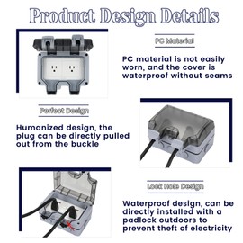 PAWFECTJEE Outdoor 2-Gang Electrical Outlet, 15A 110-250V with Weatherproof & Waterproof IP66 Rating for Garden or Workshop Use - Includes Outlet Box