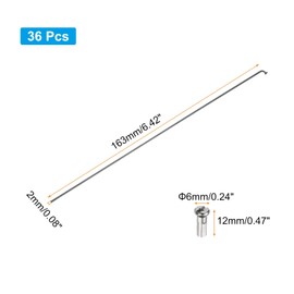 PATIKIL 14G Bicycle Spokes 163 Mm/6.42 Inch, 36 Pcs Stainless Steel J Bend 2mm Mountain Bike Spokes with Brass Nipples for City Road Bike Electric Bike MTB Wheel Spokes, Black