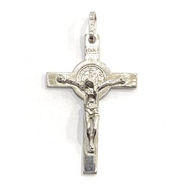 Sterling Silver St Benedict Cross Pendant, Silver