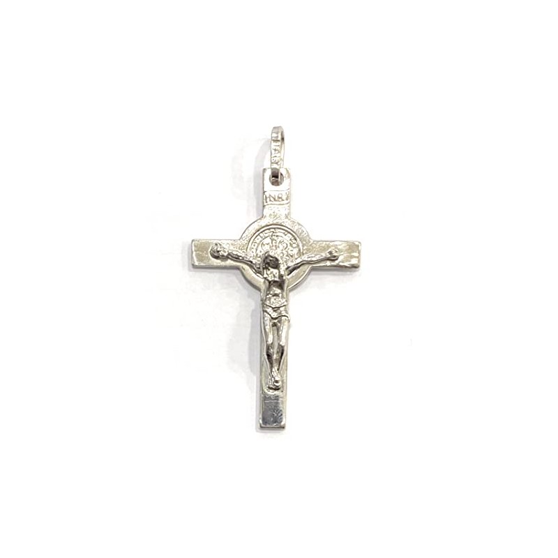 Sterling Silver St Benedict Cross Pendant, Silver