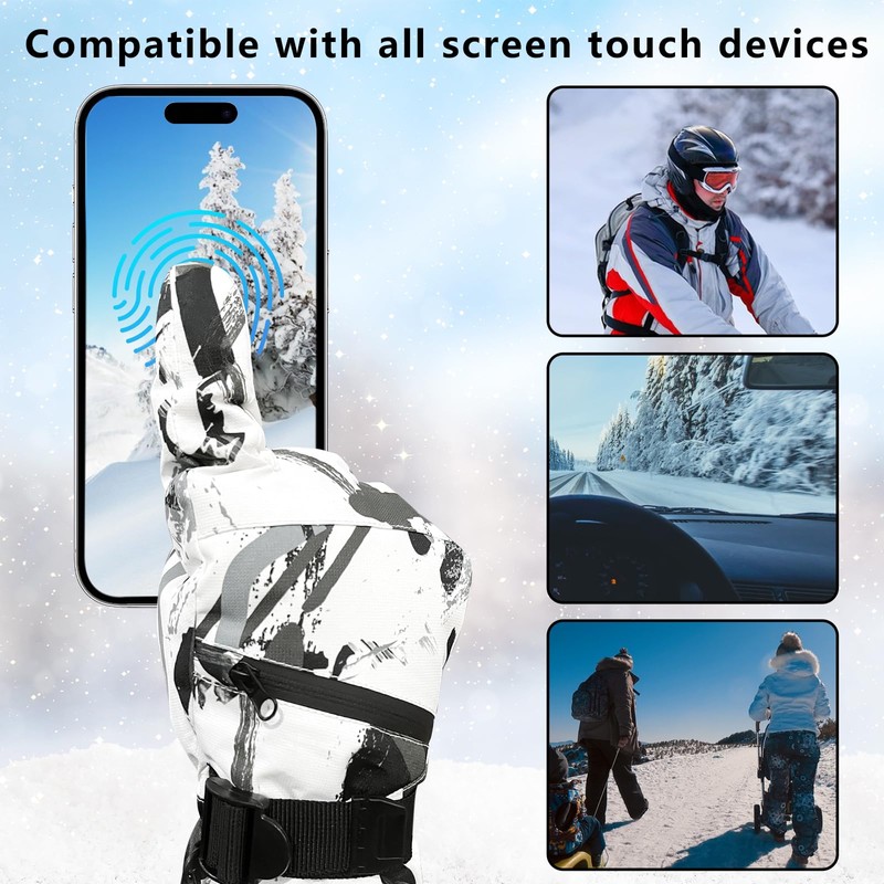 Feelorna Winter Ski Gloves for Men Women, Waterproof Windproof Snow