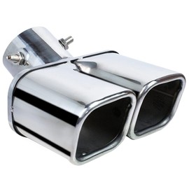 MOTRAIN Double Outlet Square Mouth Exhaust Tips, Exhaust Tips Stainless Steel Car Exhaust Tail Pipe, Length 7.4 in, dIam 2.4 in, Silver