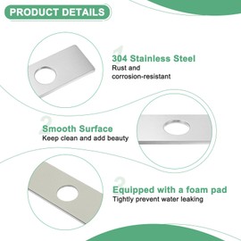 M METERXITY Faucet Deck Plate, 6 Inch Square Hole Cover Deck Plate for Bathroom/Kitchen Sink, 304 Stainless Steel Escutcheon Faucet Plate [Brushed Silver]