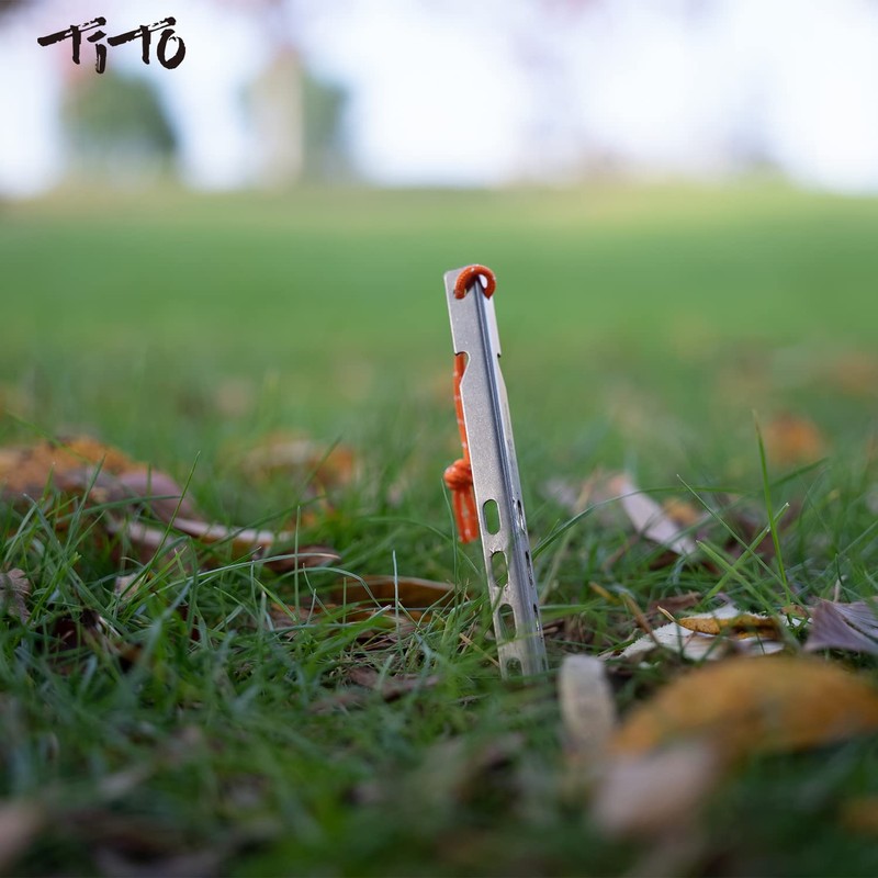 TiTo Titanium Tent Stakes 10X10X160mm 6 Pack V-Shaped Windproof Tent