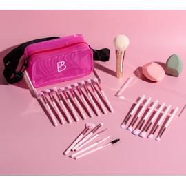 BS-MALL Makeup Brush Set 21 Pcs With Powder Brush, Concealer Brush, Eyeshadow Brush & Blush Brush - Includes 2 Pcs Big Beauty Blender & Stylish Travel Makeup Brush Case For Flawless Application