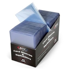 BCW Fundas y Cargadores Superiores para Combo de Tarjetas - 100 Unidades | Cargadores Superiores y Fundas Penny Libres de Ácido | Excelentes para Prot