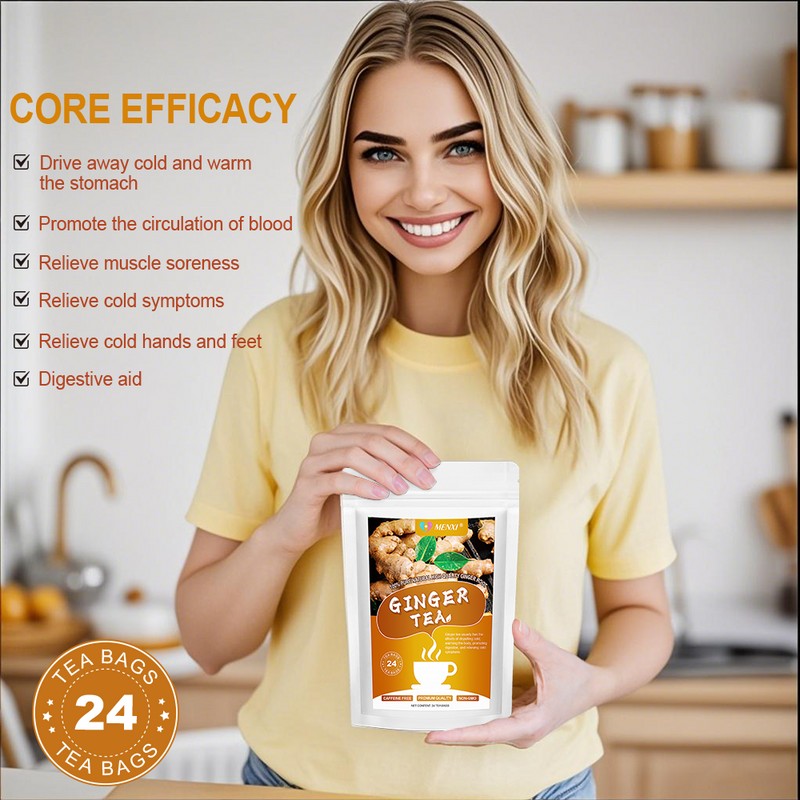 MENXI Ginger Tea 24 Bags No Additive Support Brain Weight