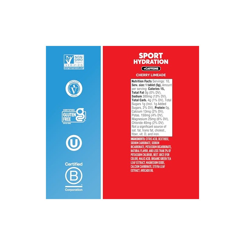Nuun Sport Caffeine Cherry Limeade Energy 54gr, 8 piezas