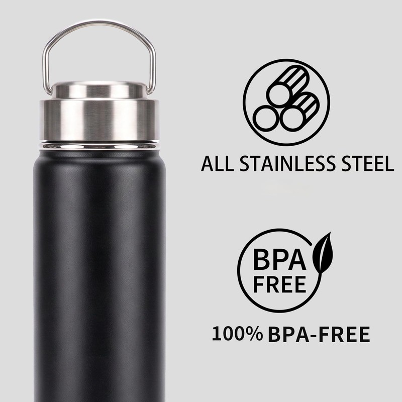Vacuum All Stainless Steel Insulated Water Bottle 24OZ - Black