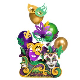 Gold Green Purple Mardi Gras Table Centerpiece Float Carnival Fat Tuesday Party Decoration Shrove Tuesday Table Decoration Pancake Tuesday Party Supplies