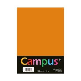 Campus - Coloured A4 Paper Pack of 100 80gsm 210x297mm A4 Paper Soft Soft Ideal for Bookbinding, Office, Drawing and Crafts - Orange