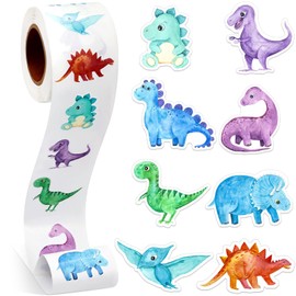 Dzxin 1 Roll Animal Stickers Reward Stickers Cute Animal Space Stickers Motivational Stickers for Incentive Kids Suitable for School Classroom, 500 Pcs Each Roll (Dinosaur)