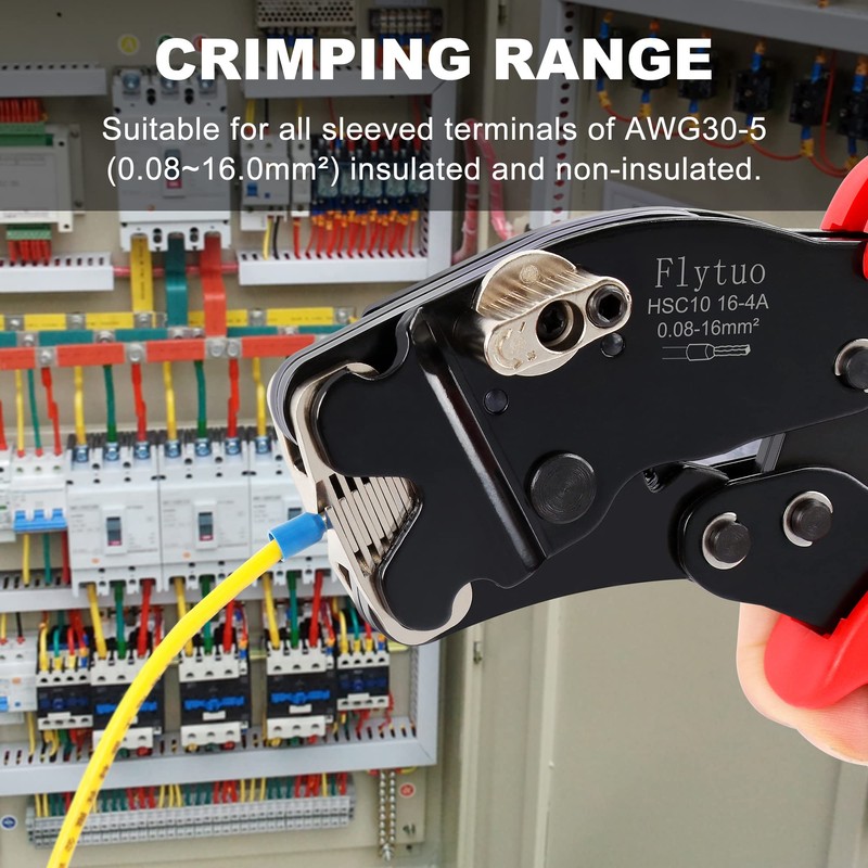 Flytuo Self Adjusting Crimping Tool for Front Loader, 0.08-16mm² for