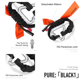 ketryep Paracord Bracelets Rope Bracelet for Men and Women, the Perfect Accessory Match for Lovers of Hiking, Camping, Fishing and Hunting! (1-Black.Pure)