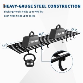 Unbranded 2 Pack 2x4ft Garage Storage Shelving Wall MountedStorage Shelf with Hooks