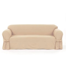 IG Charcoal BBQ Cotton Duck One Piece Loveseat Slipcover in Tan