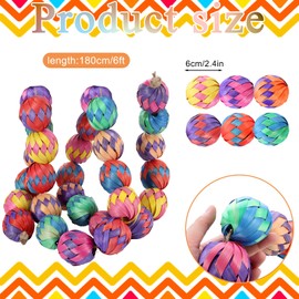 Soulchen 6 ft Mexican Straw Ball Garland Colorful Woven Christmas Garland Day of The Dead Cinco De Mayo Hanging Decorations Ornaments for Xmas Tree Home Mexican Fiesta Holiday Party Supplies