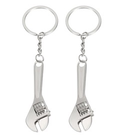 PATIKIL Mini Spanner Wrench Keychain, 2 Pack Multifunctional Hardware Tool Key Chain Creative Convenient Pocket Tools Keychain for Wrench Spanner Claw Key Ring, Silver