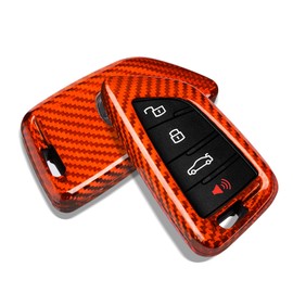 Key Fob Cover Compatible with Toyota Supra GR A90 A91 MK5 2019-2024,Real Glass Fiber Smart Remote Key Fob Case Compatible with Toyota Supra Accessories,Orange