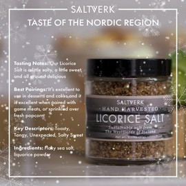 Saltverk Sea Salt - Gourmet, Icelandic, Hand Harvested and Sustainably Made - Licorice 3.17 Oz