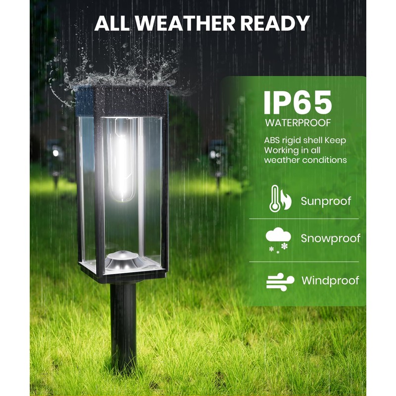 BITPOTT Bright Solar Lights Outdoor Waterproof IP65, 4 Pack Pathway