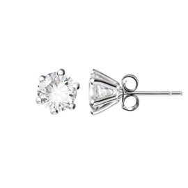 Franki Baker Sterling Silver Natural White Topaz Gemstones Stud Earrings. Grade AA. Size: 6mm