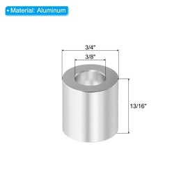 PATIKIL M10 Aluminum Spacers, 5 Pcs Metal Spacer Aluminum M10 X3/4"OD X13/16"L Aluminum Spacer Screw Standoff Round for 3/8" or M10 Screw Bolts, Silvery