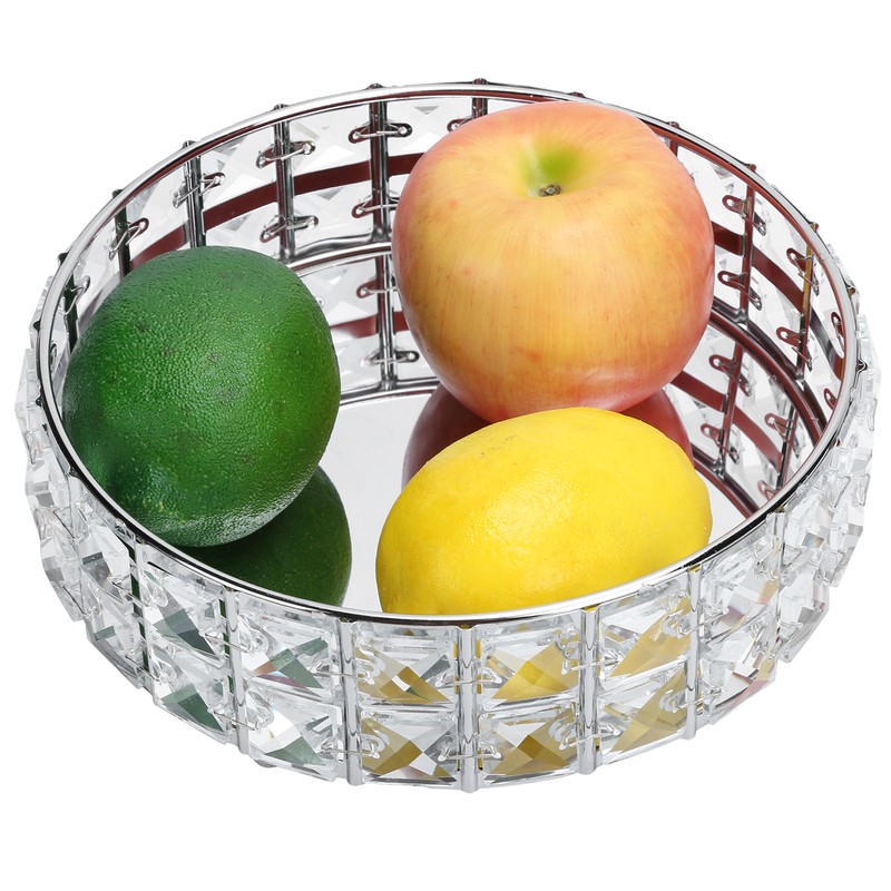 Crystal Tray Round Shape Storage Plate Mirror Base Jewelry Makeup