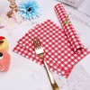 100 Pcs Red Gingham Napkins Disposable - Red and White