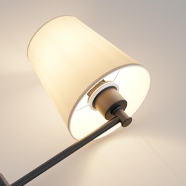 Aipsun Black Wall Sconce Set of 2, Swing Arm Wall Lamps, Modern Bedroom Wall Sconce Fixtures with Fabric Lampshade for Reading Hallway Living Room(Exclude Bulb)