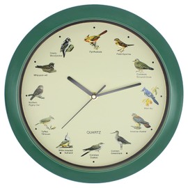 Belinlen Singing Bird Wall Clock 12 Inch Bird Singing Clock for Home or Office Room Decorative (Green)