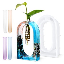 Modixun Vase Tube Resin Molds, Plant Propagation Station Silicone Epoxy Mold with 4 Colors Test Tubes, Vase Epoxy Resin Mold for Hydroponic Plants/Flowers Decoration, Style B