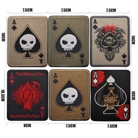 PHOENIX IKKI Ace of Spades Poker Playing Cards Game Gambling Embroidery Patch Patch Applique Velcro Flower Skull
