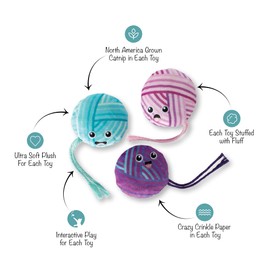 Fringe Studio Plush Cat Toy Set, Time to Unwind, Mini 3 Piece Set, Pet Shop Collection (904030)