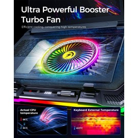 KeiBn Gaming Laptop Cooling Pad, Laptop Fan Cooling Pad with 5.5inch RGB External Cooling Fan, Rapid Cooling Laptop 15.6-19.3inch, 8 Height Stands, 2 USB Ports, Phone Holder-K1 5V RGB