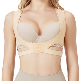 XSbeco Back Shaper Post Surgical Slimmer Compression Posture Corrector Tops Shapewear for Women (Beige, XL)