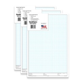 GeekNavy 11" x 17" Isometric Graph Paper 50 Sheets Portrait - 0.25" Grid, Non-photo Blue, High Brightness, Drafting, Engineering, Art, 3D Design (3-Pack)