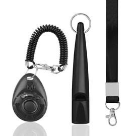 ILLUVA Dog Whistle for Recall & Stop Barking, Dog Clicker for Training, Professional High Pitch Plastic Dog Whistles with Lanyard Pet Training Set