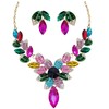 MMonesu Women Jewelry Set Rhinestone Colorful Crystal leaf shape Statement