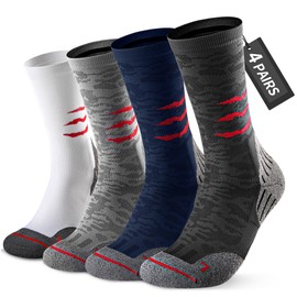 Bbfrey Compression Running Socks, Cushion Crew Socks - Anti-Blister Moisture Wicking for Athletic Hiking Basketball Tennis